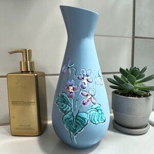 Vintage Herta Gerz BC Ceramics Turquoise Violets MCM Canadian Pottery Vase